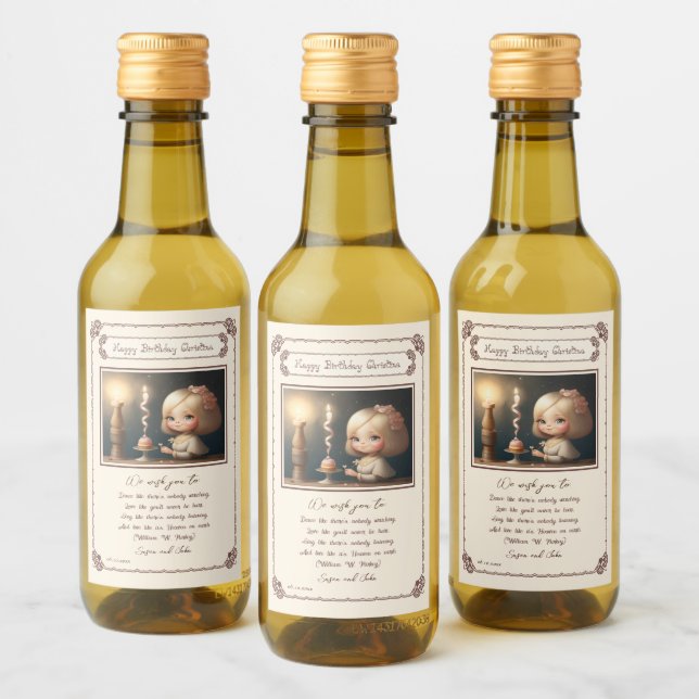 Happy Birthday Girl 01 Wine Label (Bottles)