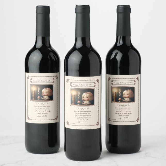 Happy Birthday Girl 01 Wine Label (Bottles)