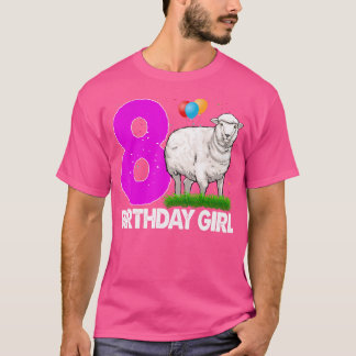 Happy Birthday Girl 8 White Sheep Furry Sheep Men T-Shirt