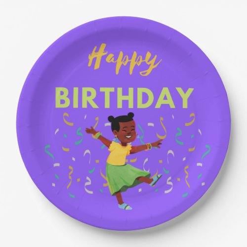 Happy Birthday Girl African_American Paper Plates