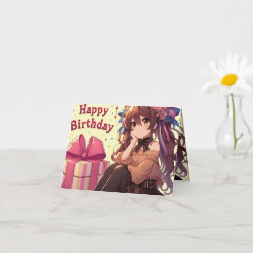 Happy birthday girl anime version card