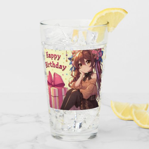 Happy birthday girl anime version glass