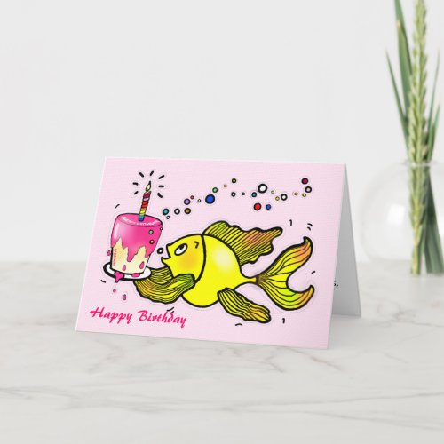 Happy Birthday Girl Fish _ funny cartoon card