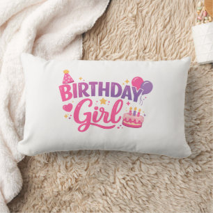 Happy Birthday Girl Pillow Cute Party 