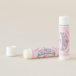 Happy Birthday Girl Pink Princess Tiara Crown Lip Balm