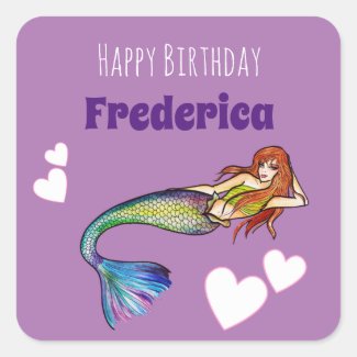 Happy Birthday Girl Rainbow Mermaid Illustration