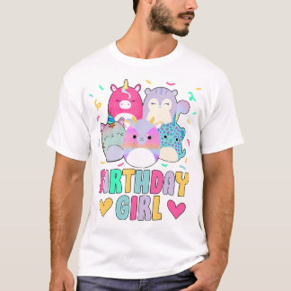 Happy Birthday Girl Squish Squad Mallow Girls Kids T-Shirt