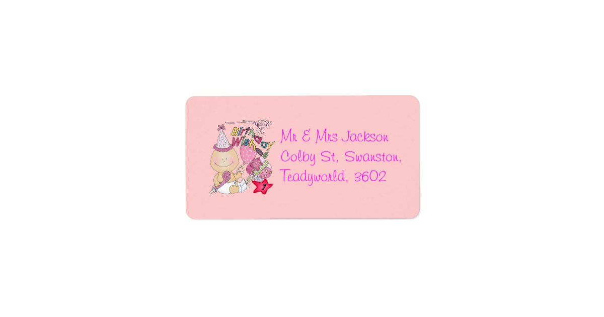 Happy Birthday Girl Wishes 1 Year Old Label Zazzle Com