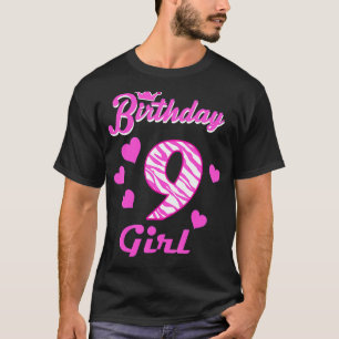 Happy Birthday Girls 9th Party 9 Years Old Bday T-Shirt