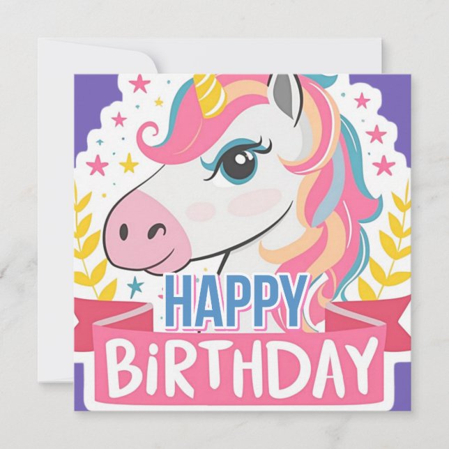 Happy Birthday Girls Bday Unicorn Custom Name Text (Front)