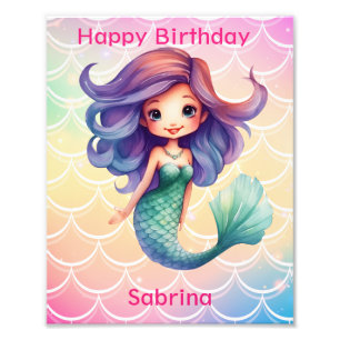 Happy Birthday Girl's mermaid Photo Print