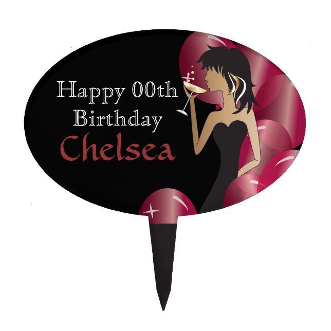 Happy Birthday -Girls Night Out - Ruby Red Cake Topper (Front)