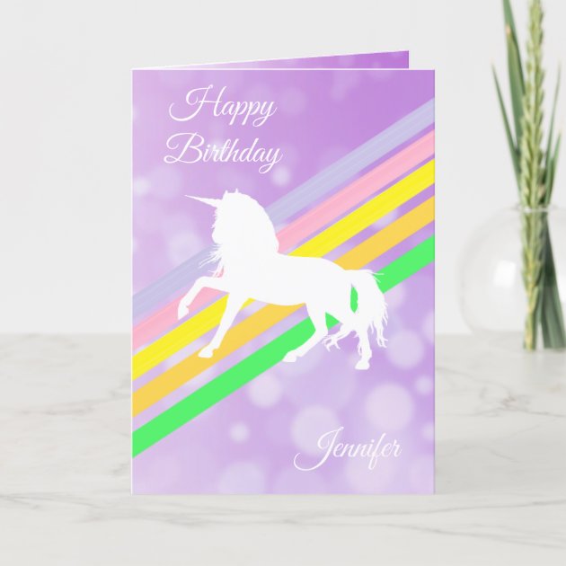 envelopes x 10 Personalised Girls Unicorn Thank you Note Cards
