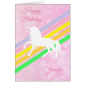 Happy Birthday Girl's Unicorn Personalized Card (Front)