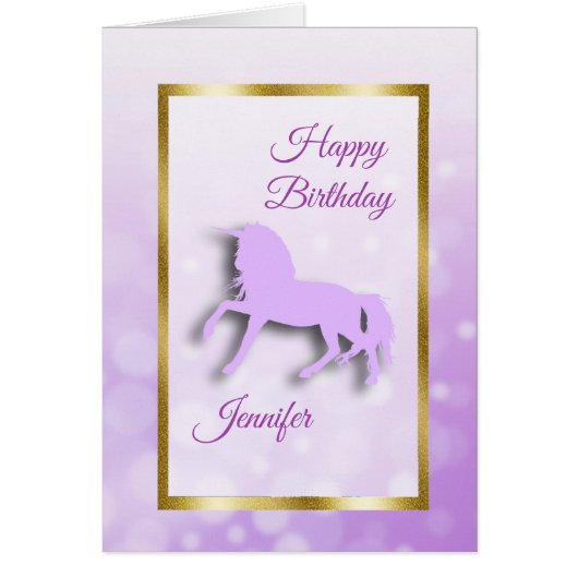Happy Birthday Girl's Unicorn Personalized Card (Front)