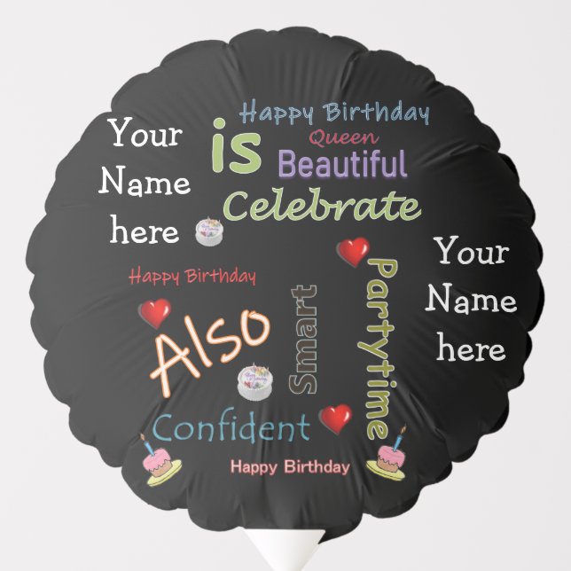 Happy Birthday Girls Women Balloons (Front)