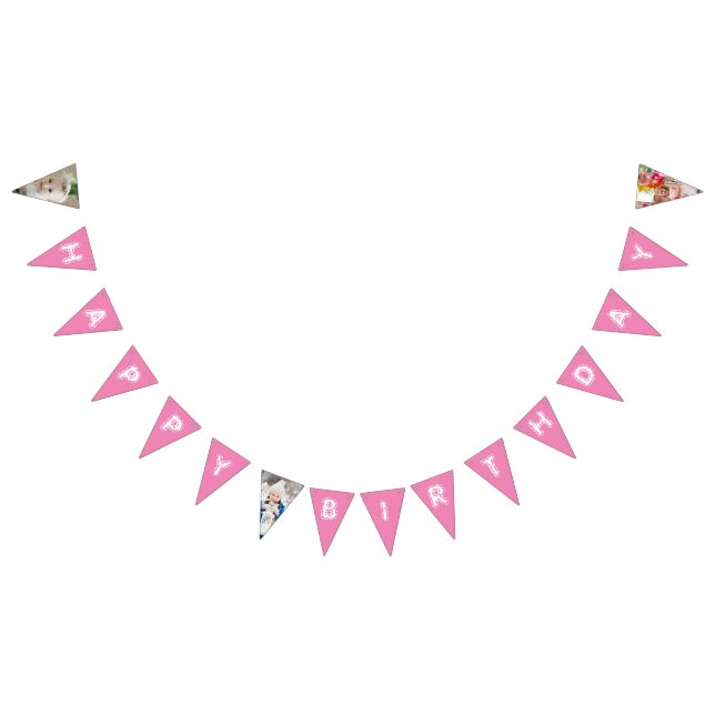 Happy Birthday Girly Pink Daughter Photo Bunting Flags (All)