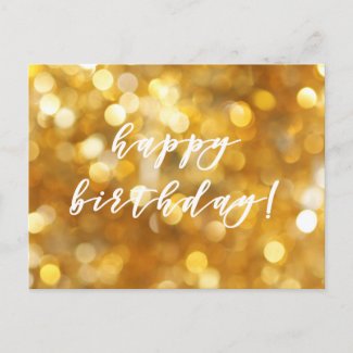 Happy Birthday! Glamorous Gold Sparkles Postcard