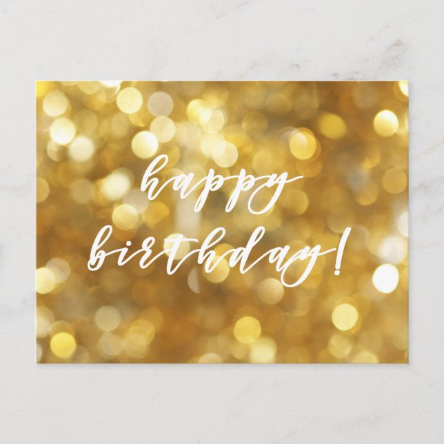 Happy Birthday! Glamorous Gold Sparkles Postcard (Front)