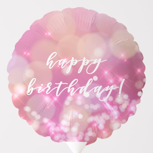 Happy Birthday! Glamorous Pink Sparkles Balloon (Front)