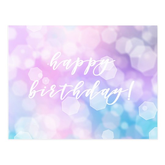 Happy Birthday! Glamorous Purple Bokeh Sparkles Postcard | Zazzle.com