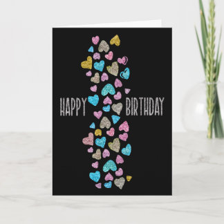 Happy Birthday Glitter Hearts 1 Card
