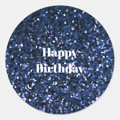Happy Birthday Glittery Blue Boys Girls Party 2023 Classic Round Sticker