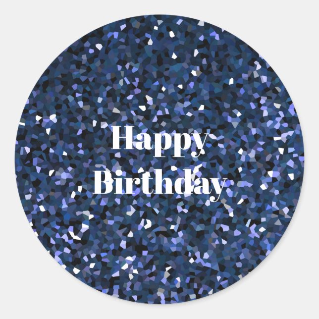 Happy Birthday Glittery Blue Boys Girls Party 2023 Classic Round Sticker (Front)