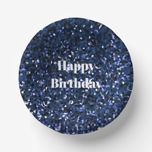 Happy Birthday Glittery Blue Boys Girls Party Cool Paper Bowls (Front)