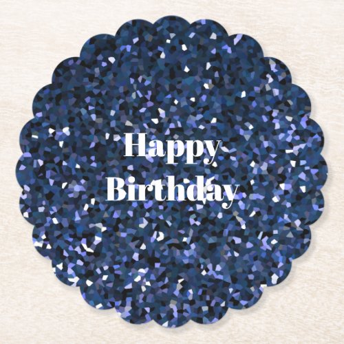 Happy Birthday Glittery Blue Boys Girls Party Cool Paper Coaster