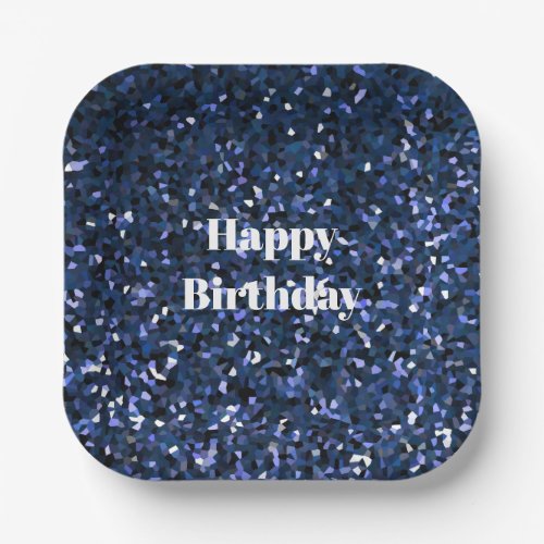 Happy Birthday Glittery Blue Boys Girls Party Cool Paper Plates