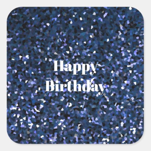 Happy Birthday Glittery Blue Boys Girls Party Cool Square Sticker