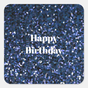 Happy Birthday Glittery Blue Boys Girls Party Cool Square Sticker
