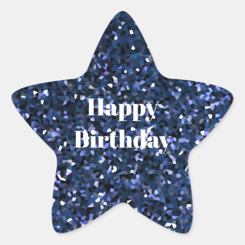 Happy Birthday Glittery Blue Boys Girls Party Cool Star Sticker