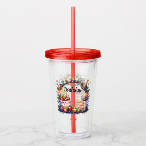 Happy Birthday Gnome Acrylic Tumbler