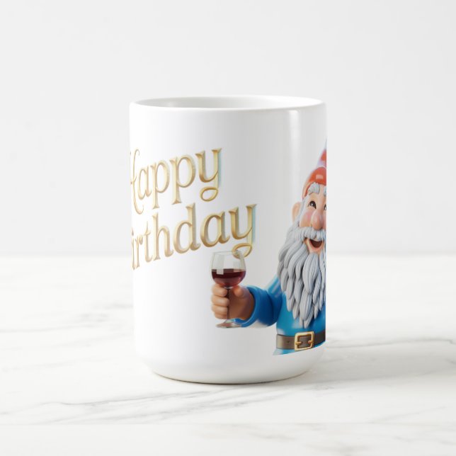 Happy Birthday Gnome Character Graphic Coffee Mug (Center)
