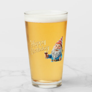 Happy Birthday Gnome Character Graphic Glass