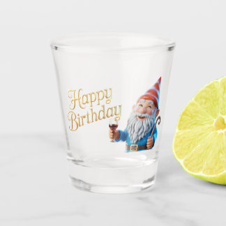 Happy Birthday Gnome Character Graphic Shot Glass