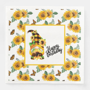 Happy Birthday Gnome Paper Dinner Napkins
