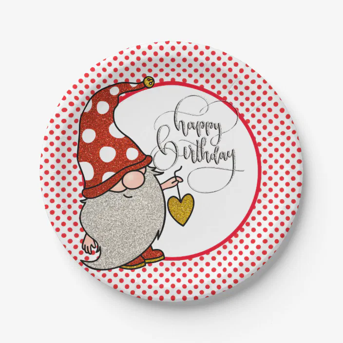 Download Happy Birthday Gnome Paper Plate Zazzle Com