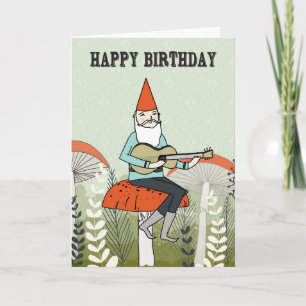 Happy Birthday - Gnome plays Guitar Greeting Card
