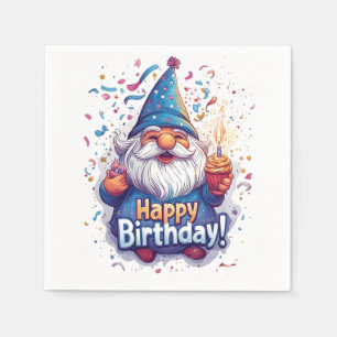Happy Birthday Gnome: Whimsical Birthday Design Napkins