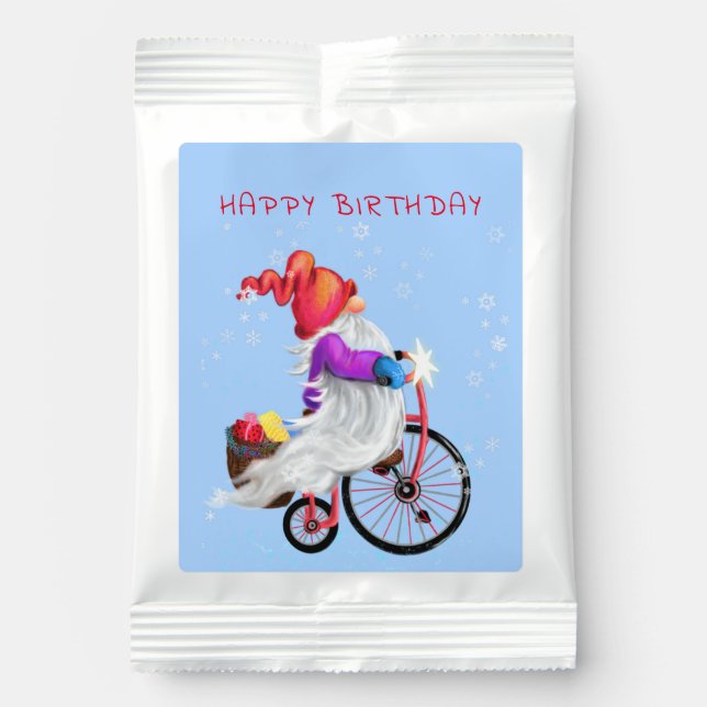 Happy Birthday - Gnome with Bike and Gifts for You Margarita Drink Mix (Front)