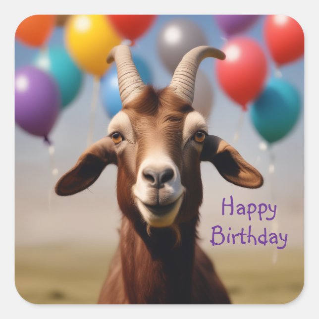 Happy Birthday Goat Square Sticker (Front)