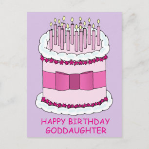 Happy Birthday Goddaughter Cake and Candles Postcard