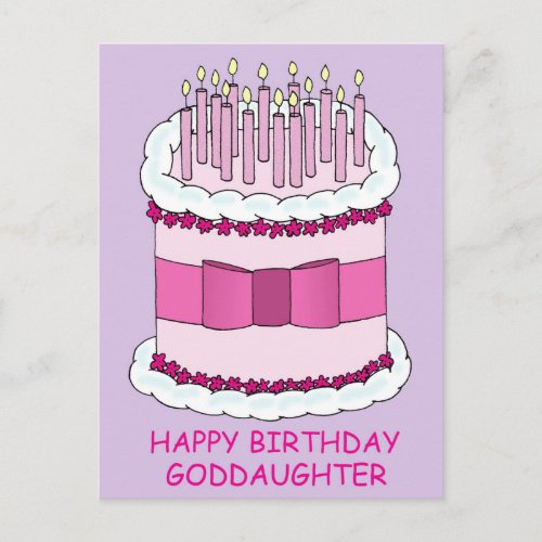Happy Birthday Goddaughter Cake and Candles Postcard