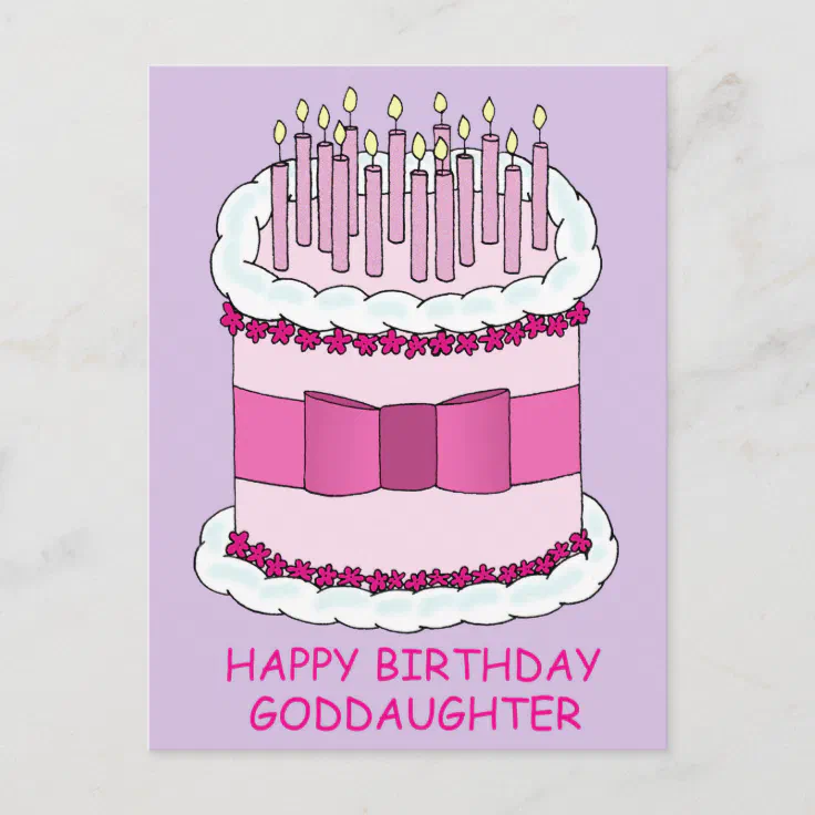 Happy Birthday Goddaughter Cake And Candles Postcard Zazzle