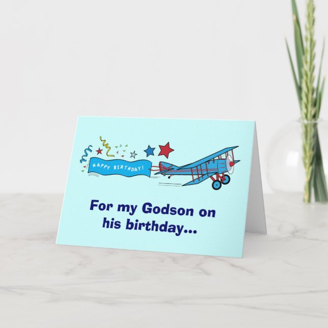 Happy Birthday Godson Airplane Card (Front)