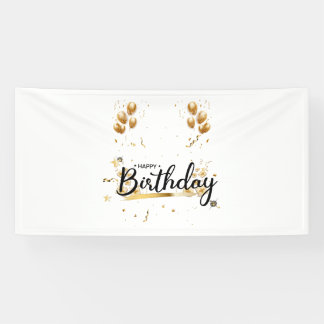 Happy Birthday Gold 4x8 Vinyl Banner