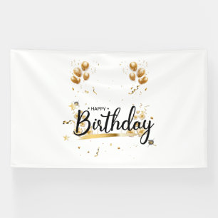 Happy Birthday Gold 6x10 Vinyl Banner